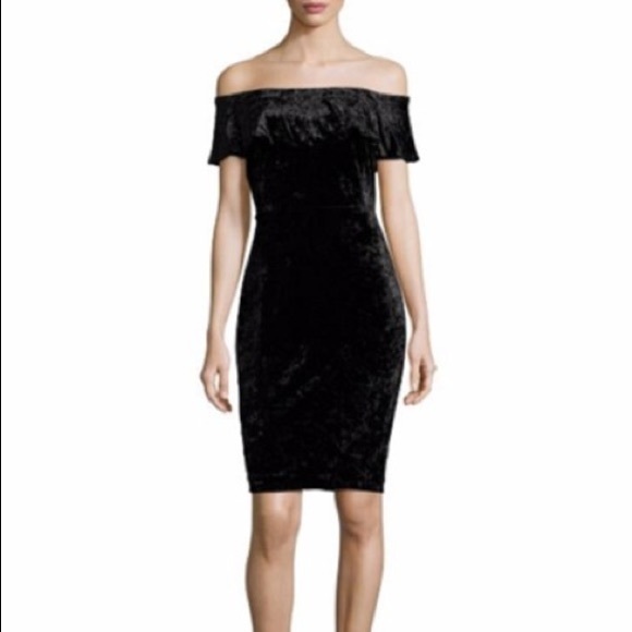 NEW H Halston Heritage Off Shoulder Velvet Dress S - Picture 1 of 4